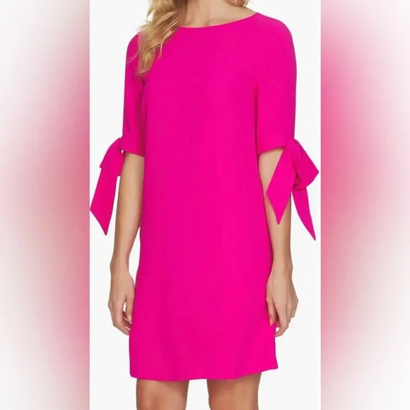 cece hot pink dress CeCe Tiered Pleated Crepe Shift Dress, $139 | Nordstrom
